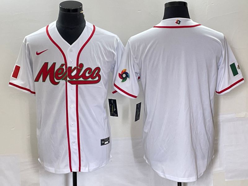 Men 2023 World Cub Mexico Blank White Nike MLB Jersey14->more jerseys->MLB Jersey